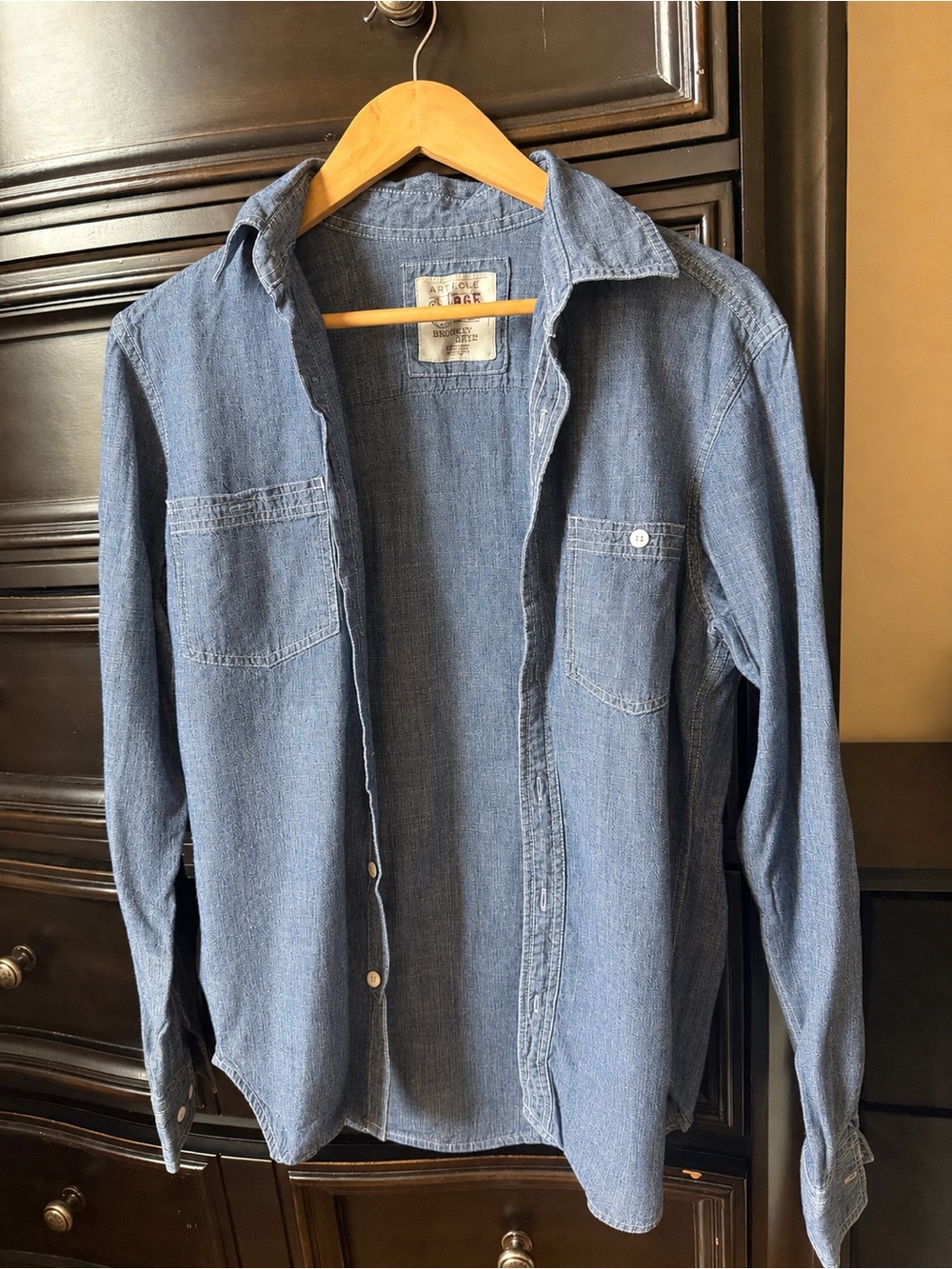 Article Denim Shirt in Light Blue with White Stitching